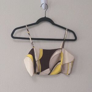 House of Harlow 1960 Yellow and Brown Graphic Crop Camisole